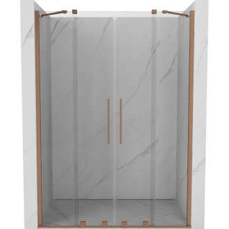 Mexen Velar Duo posuvné sprchové dveře 160 cm, transparent, broušená měď 871-160-000-02-65
