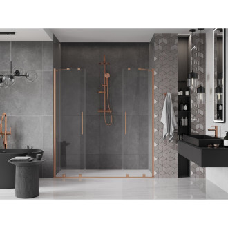 Mexen Velar Duo posuvné sprchové dveře 180 cm, transparent, broušená měď 871-180-000-02-65