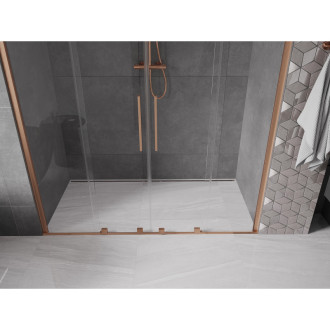 Mexen Velar Duo posuvné sprchové dveře 180 cm, transparent, broušená měď 871-180-000-02-65