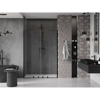 Mexen Velar Duo posuvné sprchové dveře 140 cm, průhledné, černé - 871-140-000-02-70