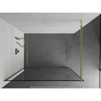 Sprchová stěna Mexen Kioto 60x200 cm, transparent/černý vzor 8, zlatá 800-060-101-50-70