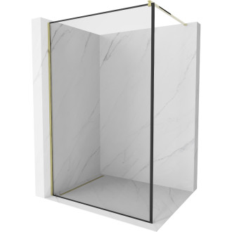 Sprchová stěna Mexen Kioto 110x200 cm, transparent/černý vzor 8, zlatá 800-110-101-50-70