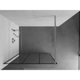 Mexen Kioto sprchová stěna 100x200 cm, transparent/černý vzor 8, chrom 800-100-101-01-77