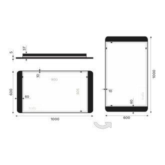 Nimco ZPC 42004-90 Černé LED zrcadlo 1000x600