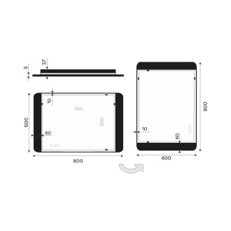 Nimco ZPC 42003-90 Černé LED zrcadlo 800x600