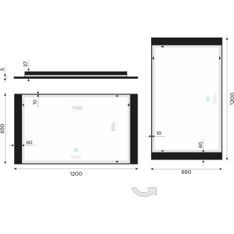Nimco ZPC 41006V-90 Černé LED zrcadlo 1200x650 s dotykovým senzorem