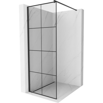 Sprchová stěna Mexen Kioto 80x200 cm, transparent/černý vzor 8, černá 800-080-101-70-77