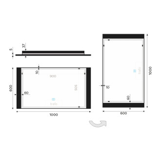 Nimco ZPC 41004V-90 Černé LED zrcadlo 1000x600 s dotykovým senzorem