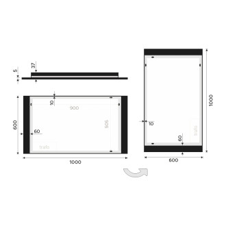 Nimco ZPC 41004-90 Černé LED zrcadlo 1000x600