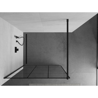 Sprchová stěna Mexen Kioto 100x200 cm, transparent/černý vzor 8, černá 800-100-101-70-77
