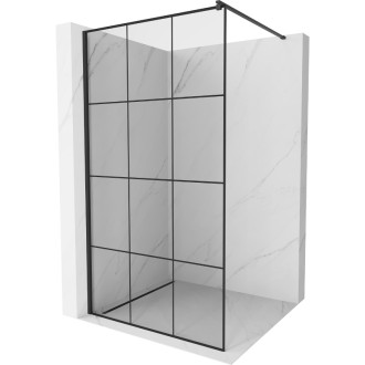 Sprchová stěna Mexen Kioto 120x200 cm, transparent/černý vzor 8, černá 800-120-101-70-77