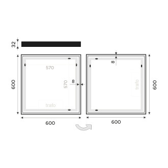 Nimco ZPC 13066-90 Černé LED zrcadlo 600x600