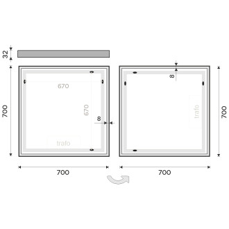Nimco ZP 13077 LED zrcadlo 700x700