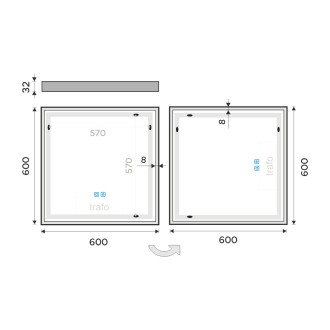Nimco ZP 13066VX LED zrcadlo 600x600 se dvěma dotykovými senzory