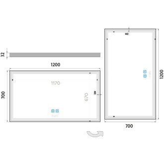 Nimco ZP 13006VX LED zrcadlo 1200x700 se dvěma dotykovými senzory
