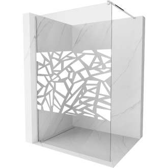 Sprchová stěna Mexen Kioto 130x200 cm, transparent/bílý vzor 8, chrom 800-130-101-01-85