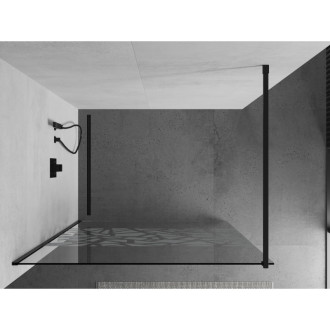 Mexen Kioto sprchová stěna 100x200 cm, transparent/bílý vzor 8, černá 800-100-101-70-85