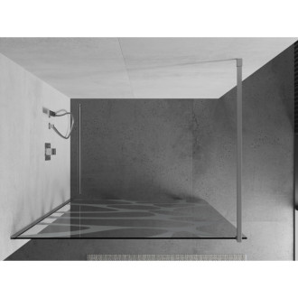 Sprchová stěna Mexen Kioto 70x200 cm, transparent/bílý vzor 8, chrom 800-070-101-01-97