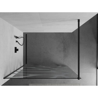 Mexen Kioto sprchová stěna 100x200 cm, transparent/bílý vzor 8, černá 800-100-101-70-97