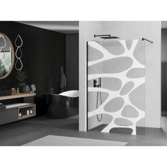 Mexen Kyoto Walk-in sprchová stěna 130 x 200 cm, bílý vzor 8 mm, černá - 800-130-101-70-97