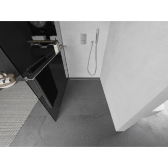 Mexen KIOTO+ zástěna Walk-in s policí a držákem 110x200, grafit 8, chrom 800-110-121-01-40