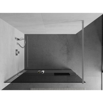 Mexen KIOTO+ zástěna Walk-in s policí a držákem 110x200, grafit 8, chrom 800-110-121-01-40