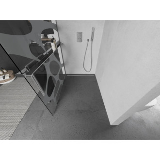 Mexen KIOTO+ zástěna Walk-in s policí a držákem 70x200, bílý vzor, chrom 800-070-121-01-97