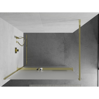 Mexen KIOTO+ zástěna Walk-in s policí a držákem 70x200 cm, mráz 8, zlatá 800-070-121-50-30