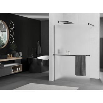 Mexen KIOTO+ zástěna Walk-in s policí a držákem 70x200 cm, mráz 8, černá 800-070-121-70-30