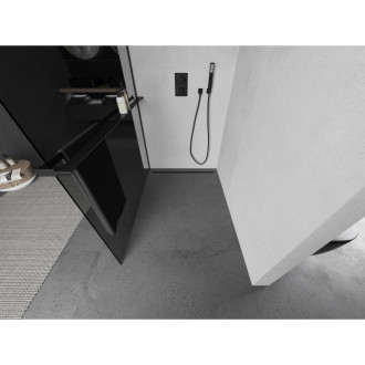 Mexen KIOTO+ zástěna Walk-in s policí a držákem 70x200, grafit 8, černá 800-070-121-70-40