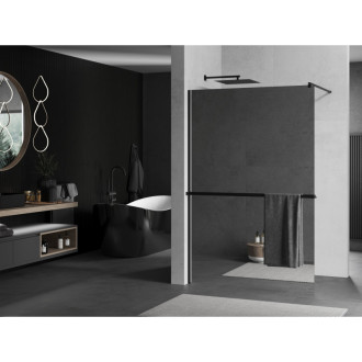 Mexen KIOTO+ zástěna Walk-in s policí a držákem 100x200, zrcadlo, černá 800-100-121-70-50