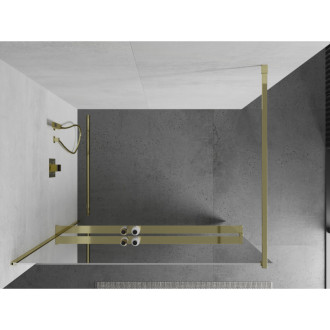 Mexen KIOTO+ zástěna Walk-in s policí a držákem 70x200, 8 zrcadlo, zlatá 800-070-121-50-50
