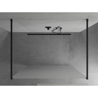 Mexen Kyoto volně stojící sprchová stěna 100 x 200 cm, mráz 8 mm, černá 800-100-002-70-30