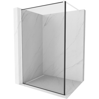 Sprchová stěna Mexen Kioto 120x200 cm, transparent/černý vzor 8, bílá 800-120-101-20-70