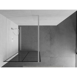 Sprchová stěna Mexen Kioto 70x200 cm, transparent/černý vzor 8, bílá 800-070-101-20-77