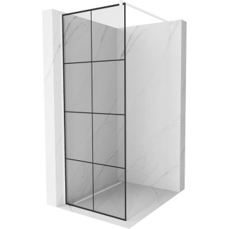 Sprchová stěna Mexen Kioto 90x200 cm, transparent/černý vzor 8, bílá 800-090-101-20-77