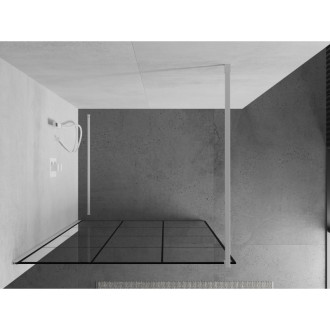 Sprchová stěna Mexen Kioto 100x200 cm, transparent/černý vzor 8, bílá 800-100-101-20-77