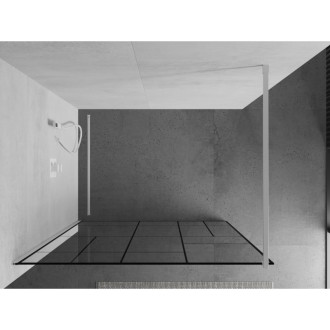 Sprchová stěna Mexen Kioto 100x200 cm, transparent/černý vzor 8, bílá 800-100-101-20-78