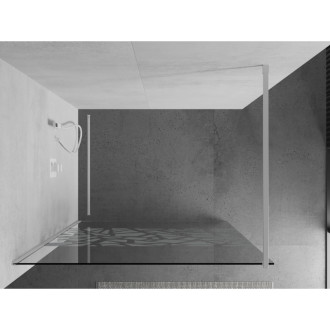 Mexen Kioto sprchová stěna 100x200 cm, transparent/bílý vzor 8, bílá 800-100-101-20-85
