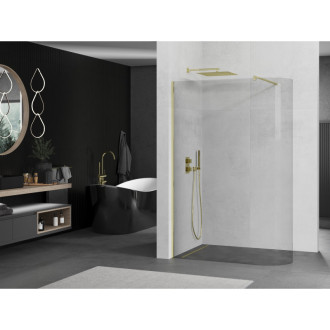 Mexen Kioto zaoblená sprchová stěna Walk-in 100x200, transp. 8, zlatá 800-100-101-50-06