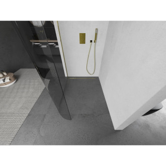 Mexen Kioto zaoblená sprchová stěna Walk-in 100x200, transp. 8, zlatá 800-100-101-50-06
