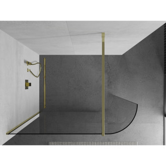 Mexen Kioto zaoblená sprchová stěna Walk-in 110x200, transp. 8, zlatá 800-110-101-50-06