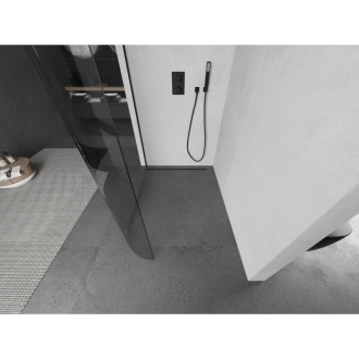 Mexen Kioto zaoblená sprchová stěna Walk-in 130x200, transp. 8, černá 800-130-101-70-06
