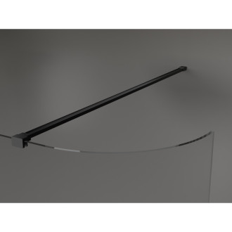 Mexen Kioto zaoblená sprchová stěna Walk-in 130x200, transp. 8, černá 800-130-101-70-06