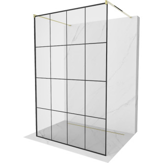 Mexen Kioto volně stojící sprchová stěna 150x200 cm, černý vzor 8, zlatá 800-150-002-50-77