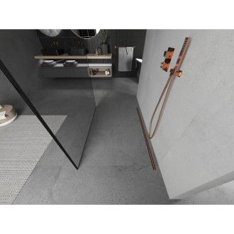 Mexen Kyoto volně stojící sprchová stěna 150 x 200 cm, černý vzor 8 mm, růžové zlato - 800-150-002-60-70