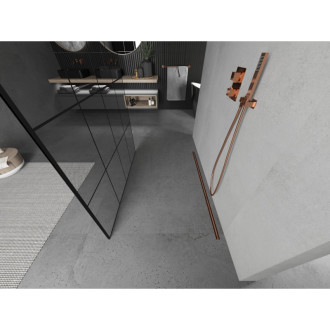 Mexen Kyoto volně stojící sprchová stěna 150 x 200 cm, černý vzor 8 mm, růžové zlato - 800-150-002-60-77