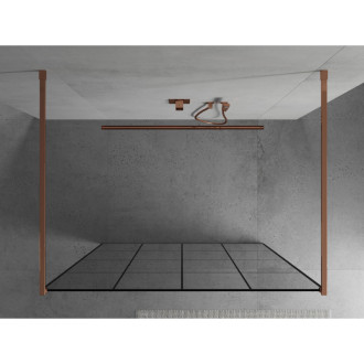 Mexen Kyoto volně stojící sprchová stěna 150 x 200 cm, černý vzor 8 mm, růžové zlato - 800-150-002-60-77