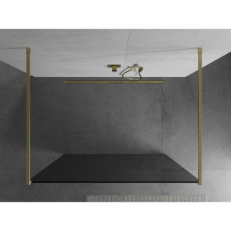 Mexen Kyoto volně stojící sprchová stěna 110 x 200 cm, grafit 8 mm, broušené zlato - 800-110-002-55-40
