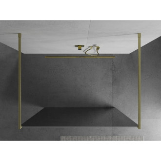Mexen Kyoto volně stojící sprchová stěna 130 x 200 cm, 8 mm zrcadlo, broušené zlato - 800-130-002-55-50